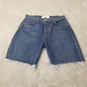 Reformation Raw Hem Denim Bermuda Jean Shorts 28